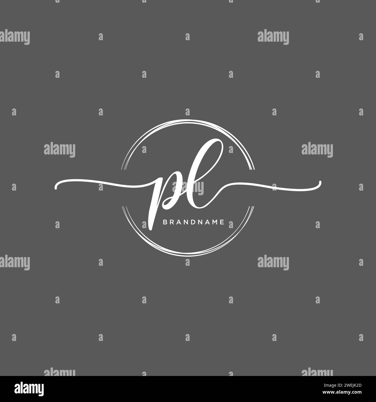 PL Initial handwriting logo with circle Stock Vector