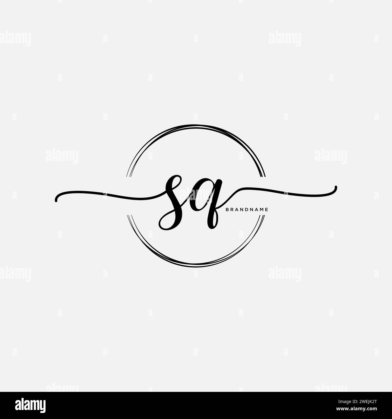 SQ Initial handwriting logo with circle Stock Vector