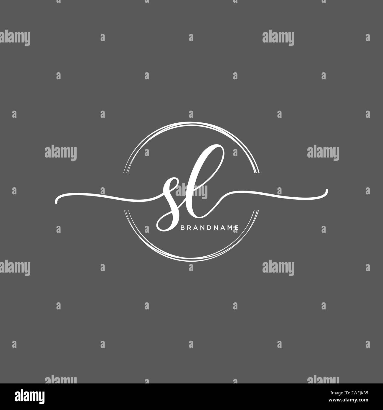 SL Initial handwriting logo with circle Stock Vector