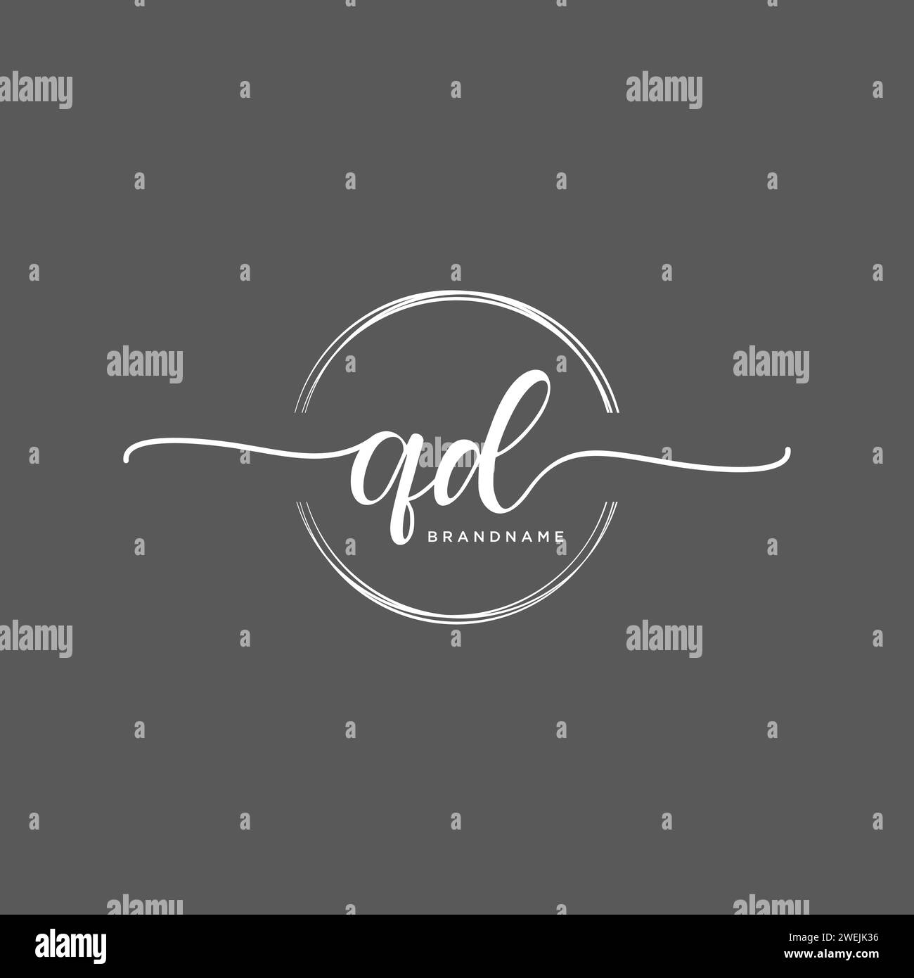 QD Initial handwriting logo with circle Stock Vector