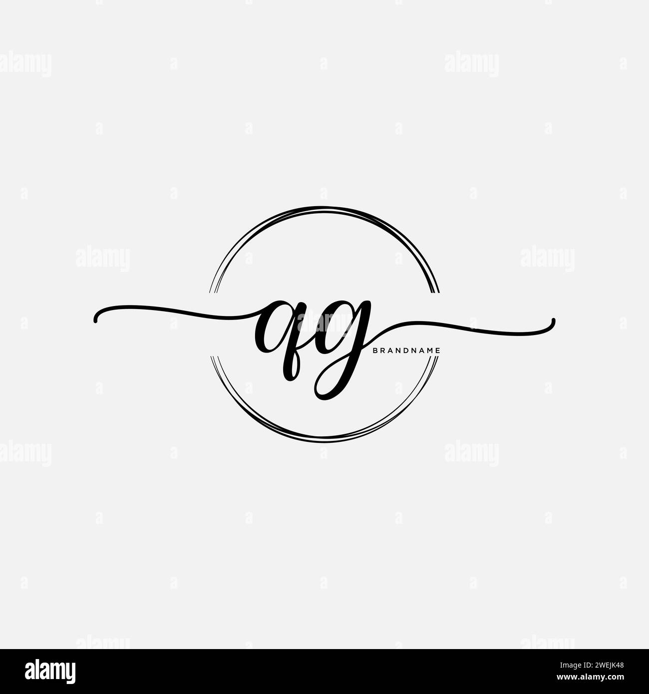 QG Initial handwriting logo with circle Stock Vector