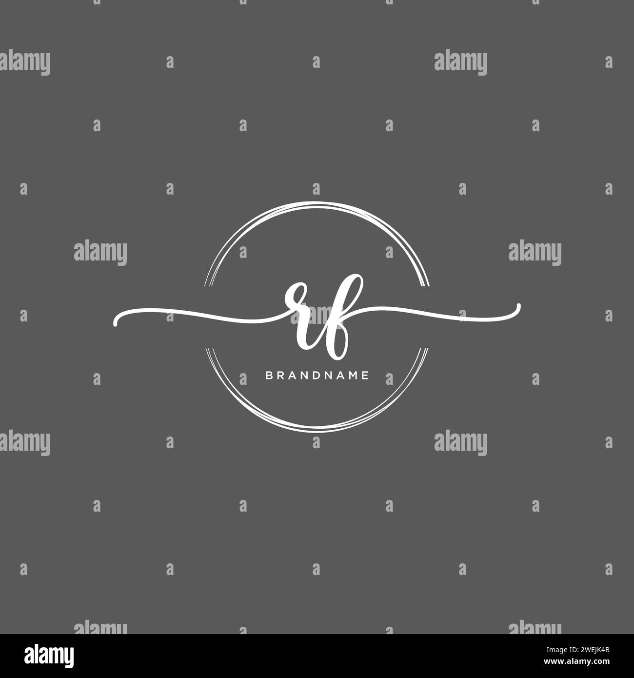 RF Initial handwriting logo with circle Stock Vector