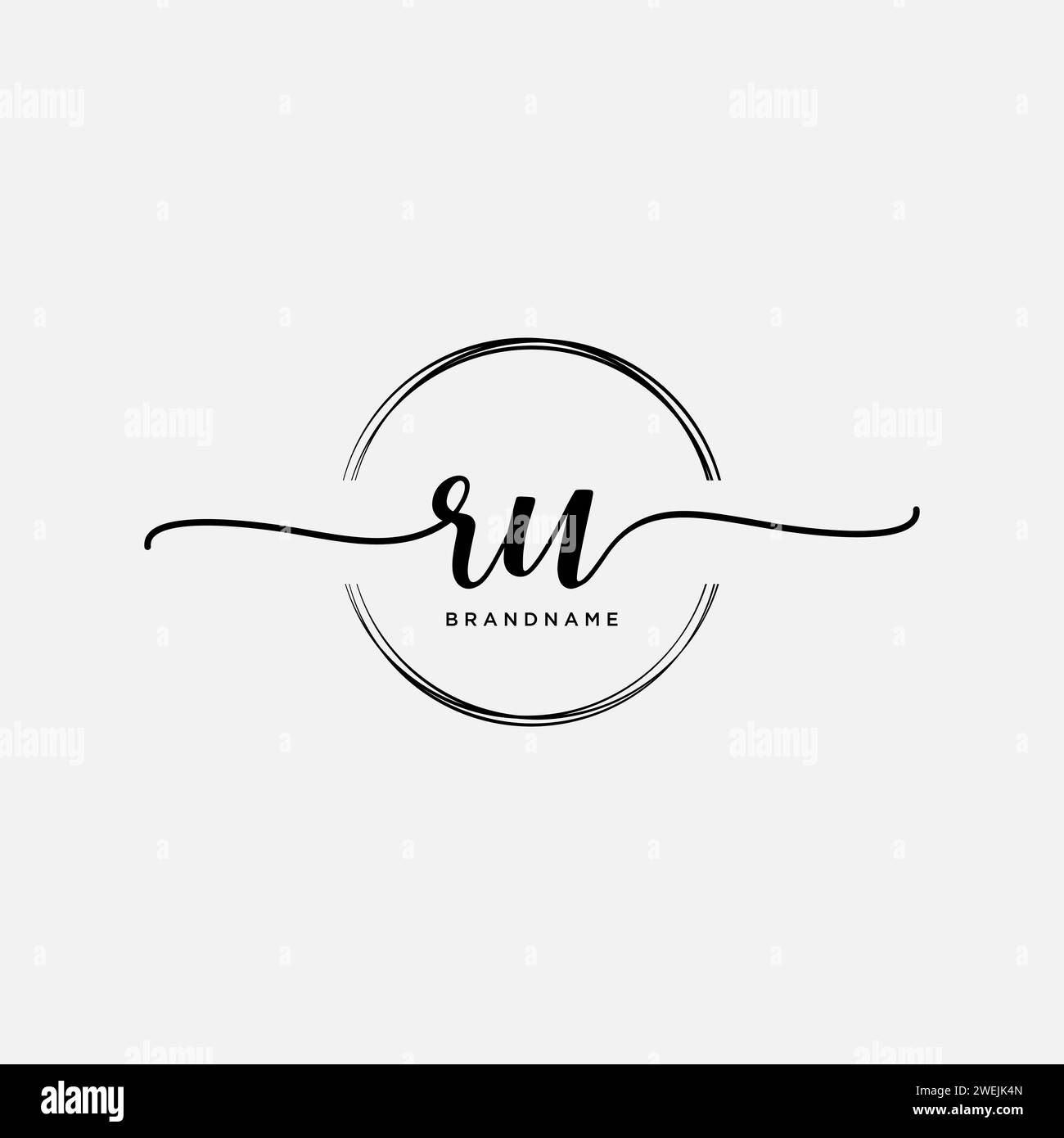 RU Initial handwriting logo with circle Stock Vector