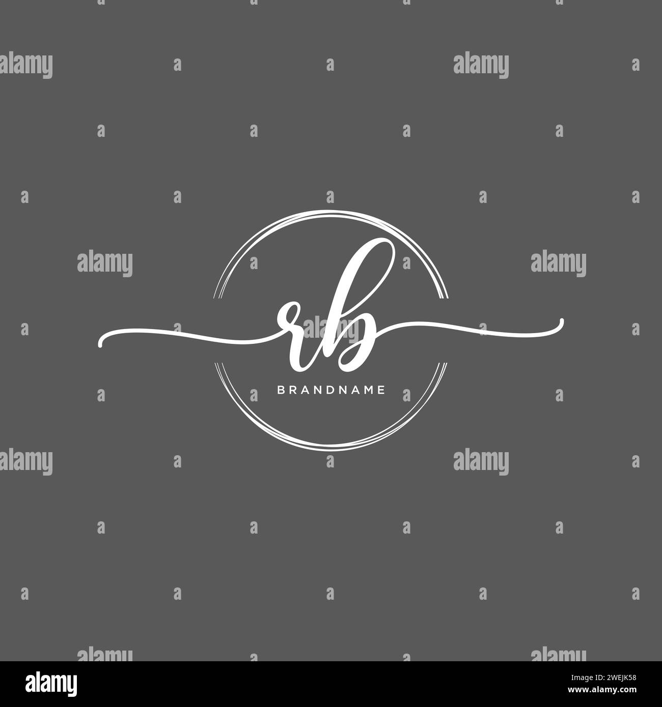 RB Initial handwriting logo with circle Stock Vector