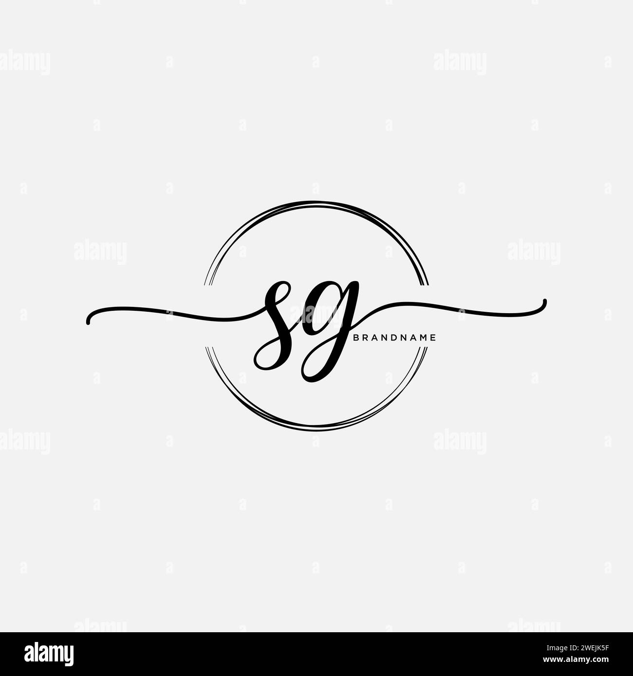 SG Initial handwriting logo with circle Stock Vector