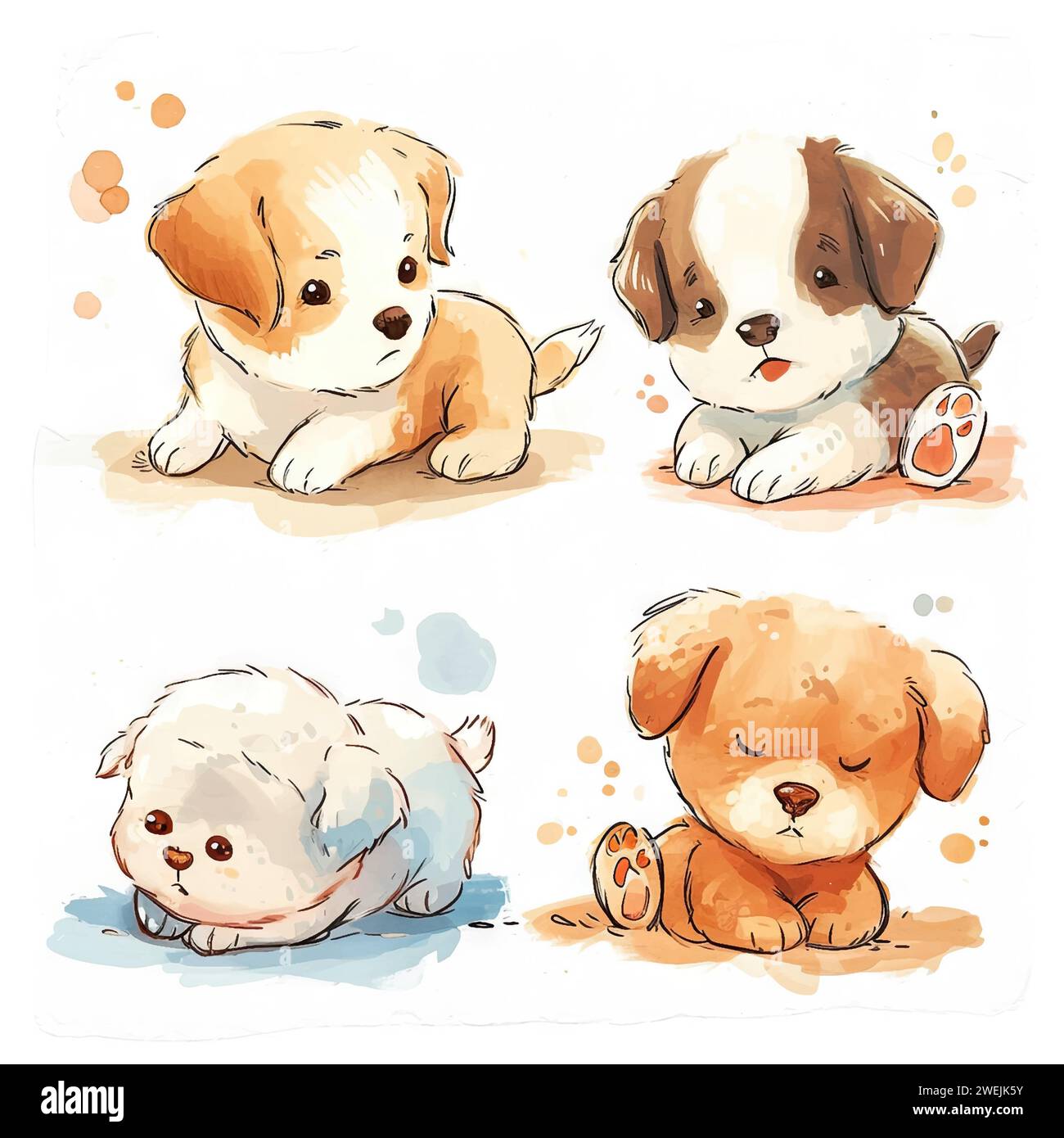 Vector hand drawn puppy collection Stock Vector Image & Art - Alamy
