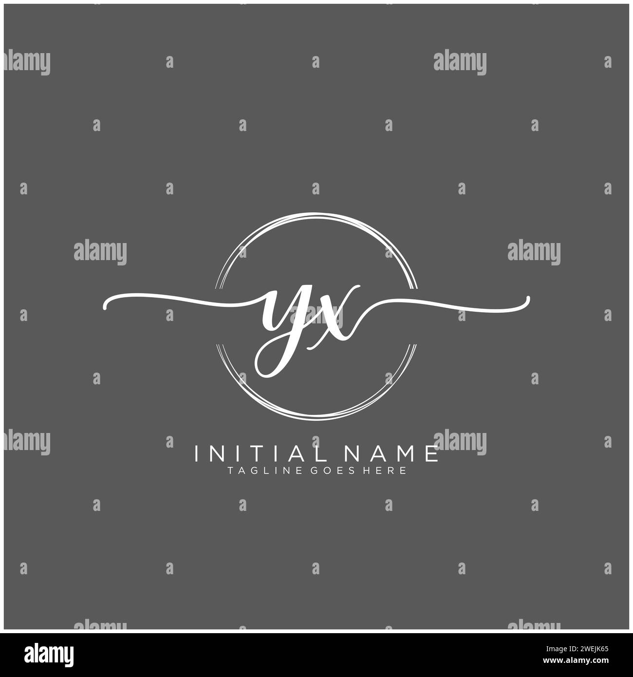 YX Initial handwriting logo with circle Stock Vector