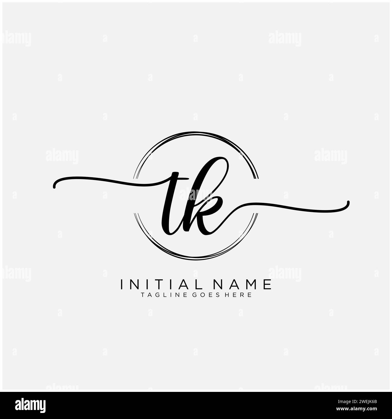 TK Initial handwriting logo with circle Stock Vector