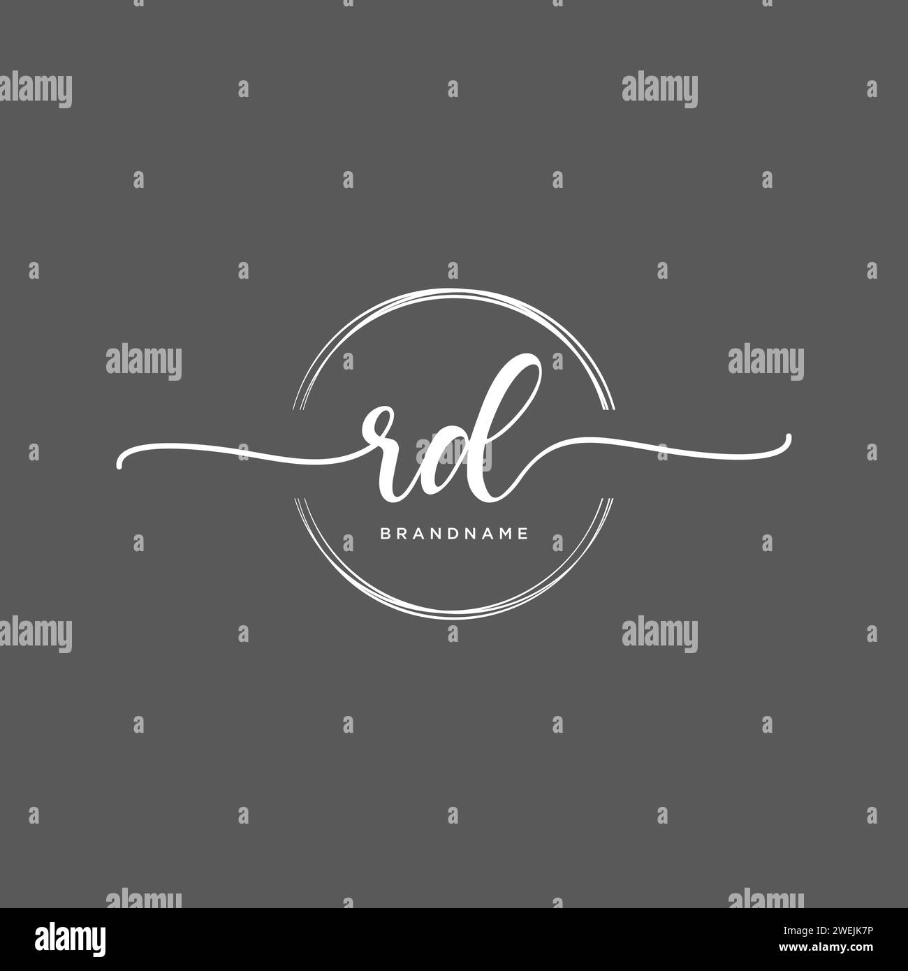 RD Initial handwriting logo with circle Stock Vector