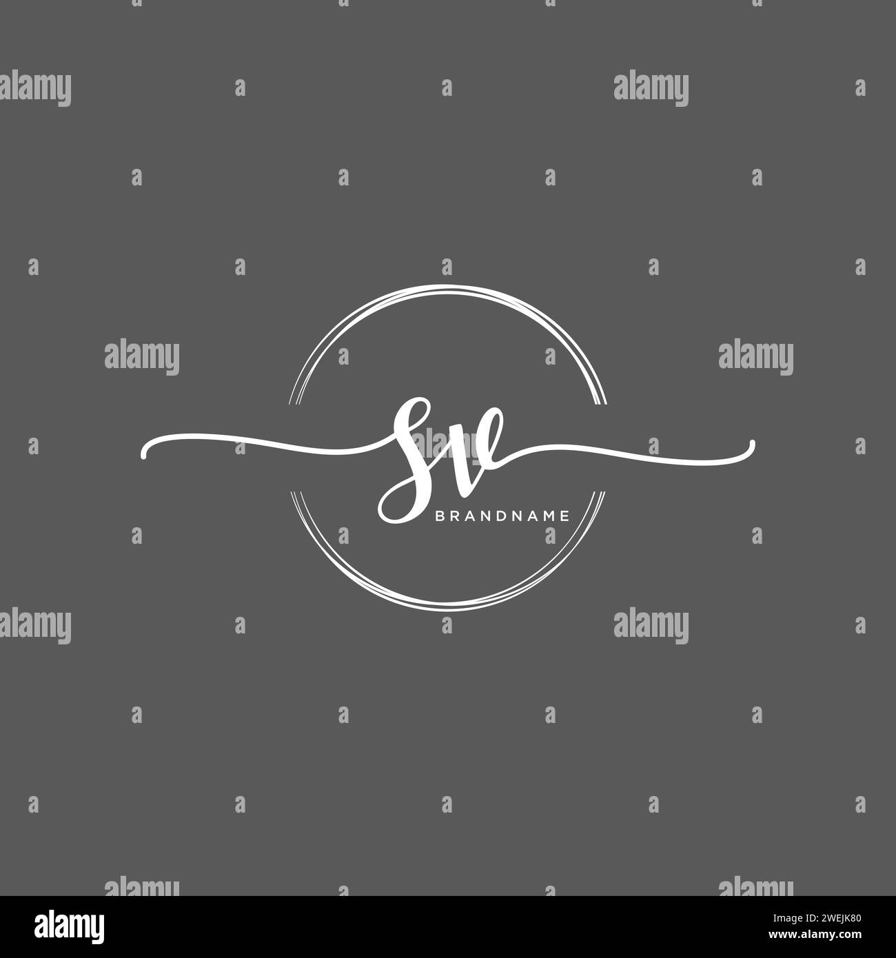 SV Initial handwriting logo with circle Stock Vector