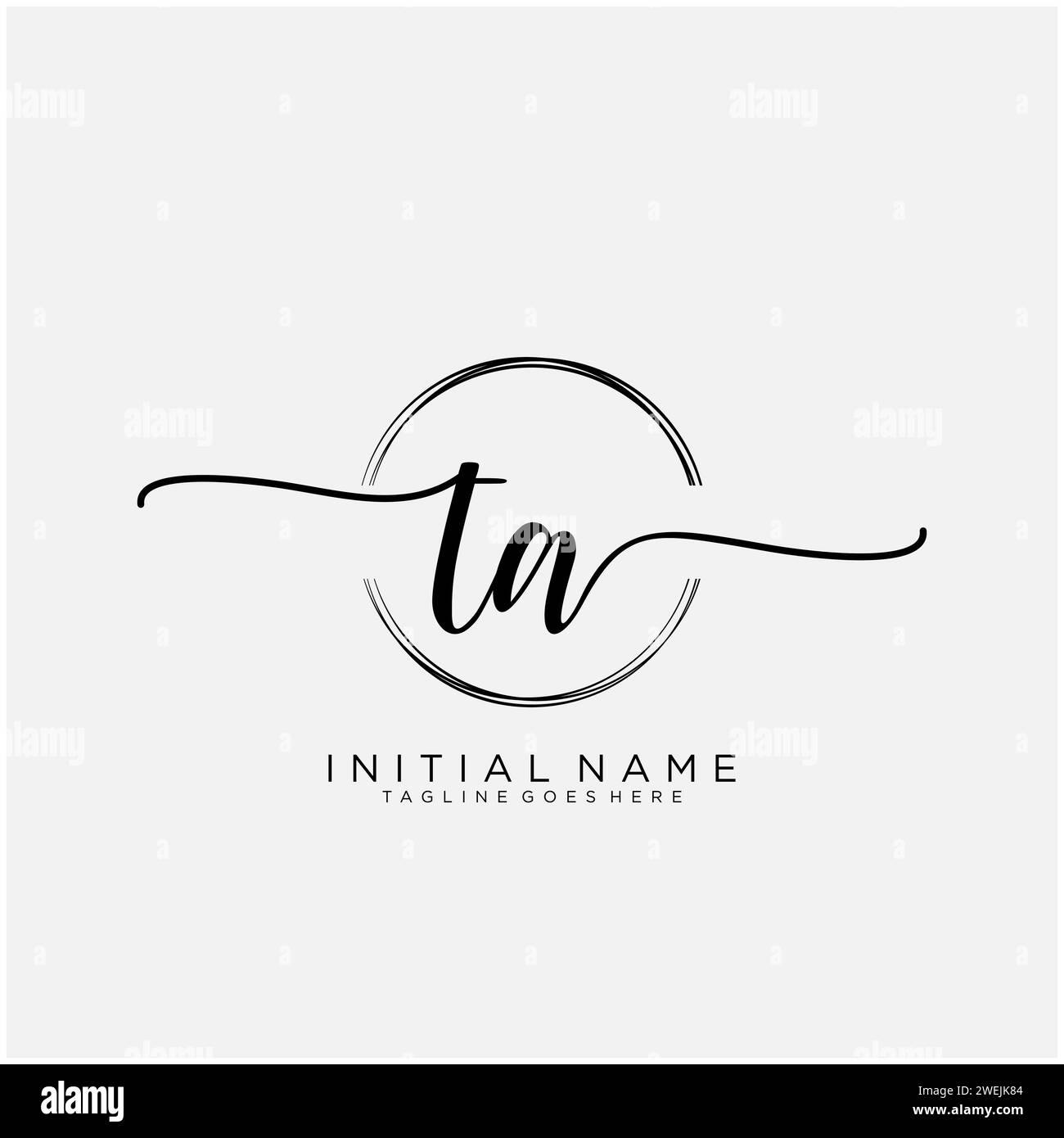 TA Initial handwriting logo with circle Stock Vector