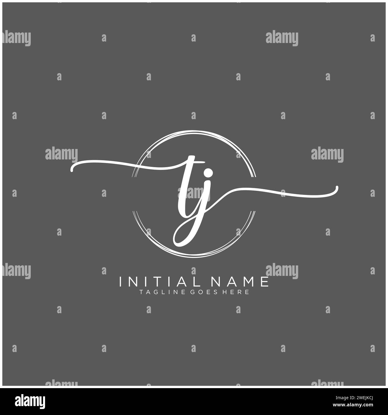 TJ Initial handwriting logo with circle Stock Vector