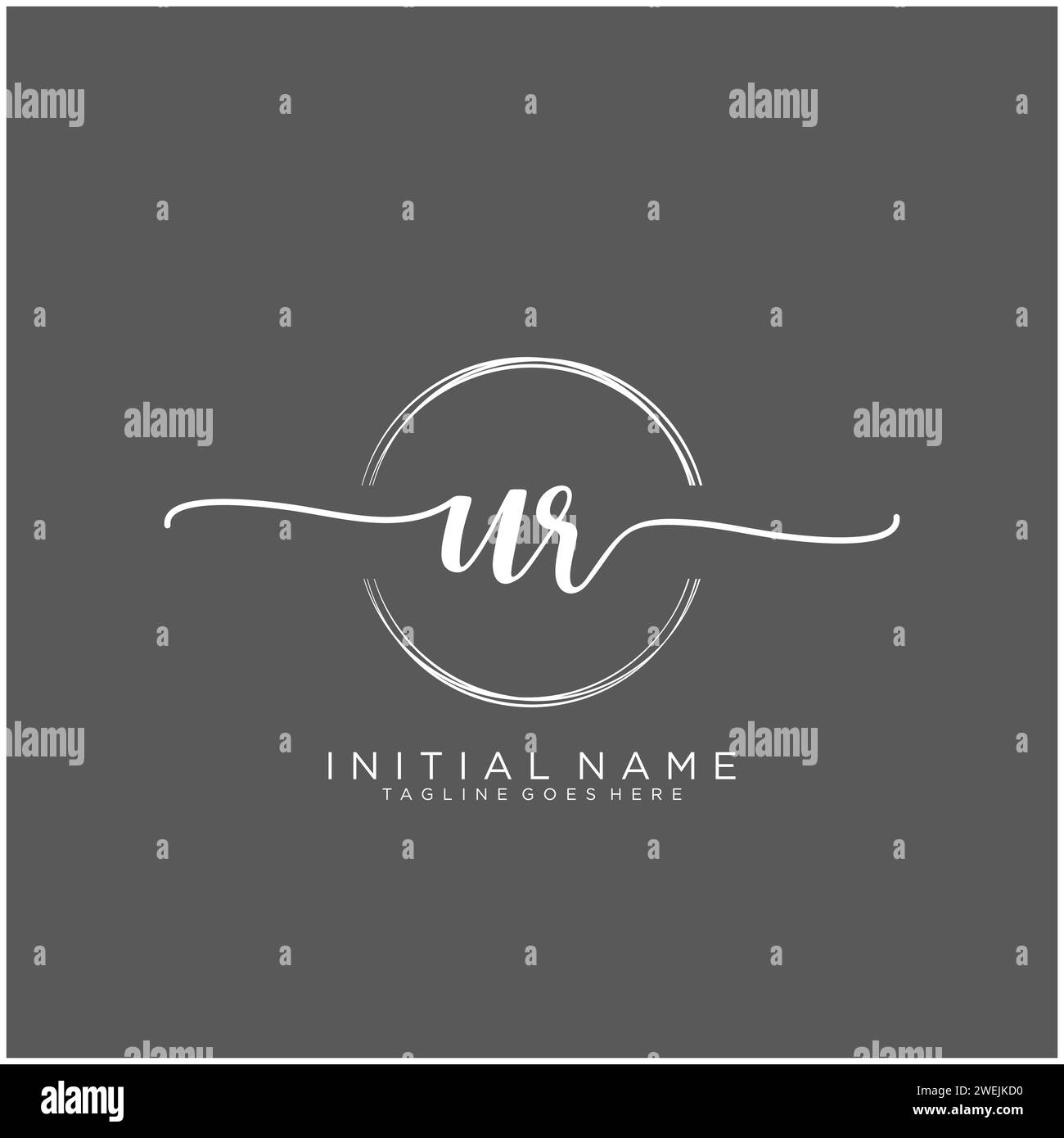 UR Initial handwriting logo with circle Stock Vector