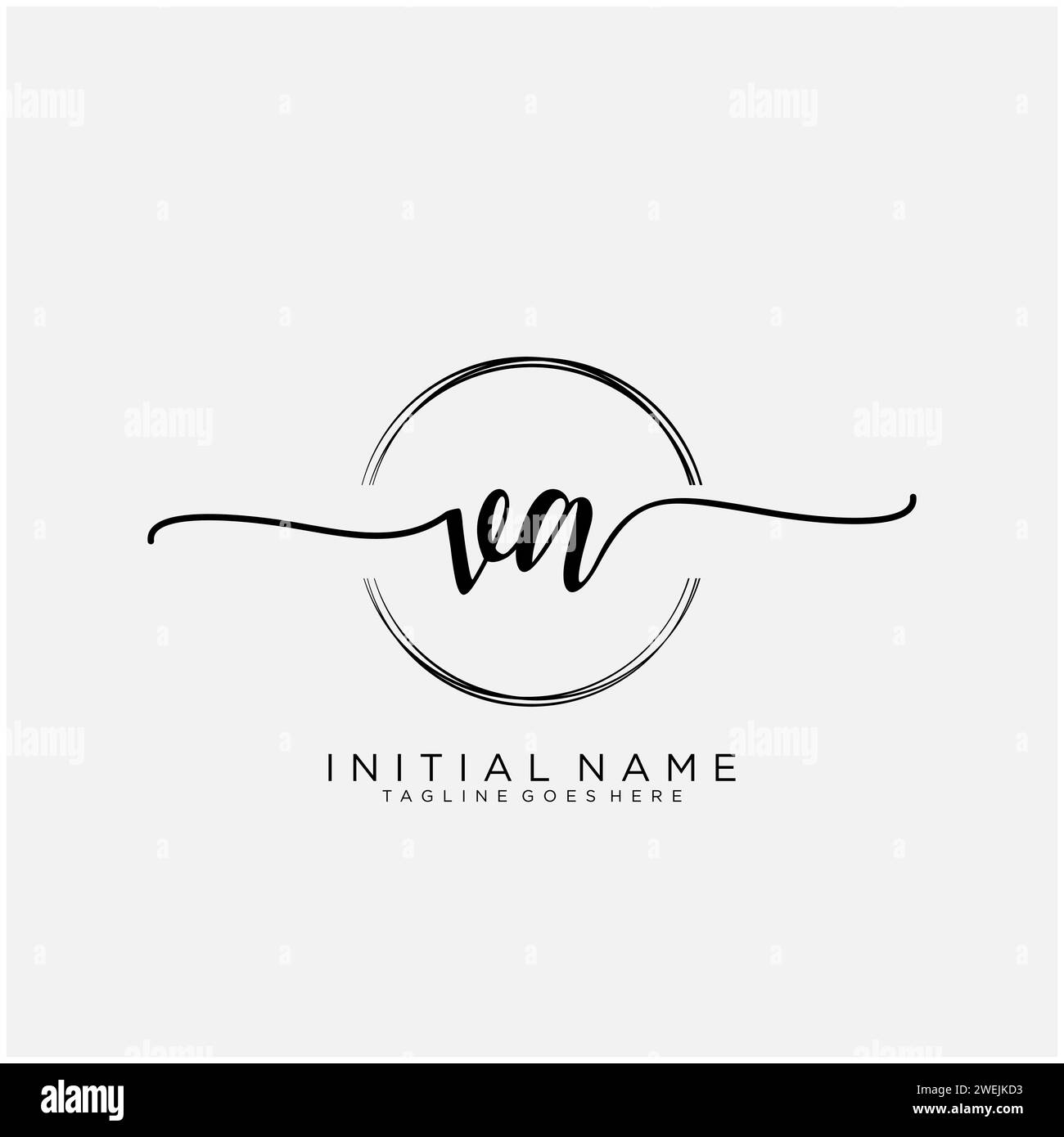 VA Initial handwriting logo with circle Stock Vector