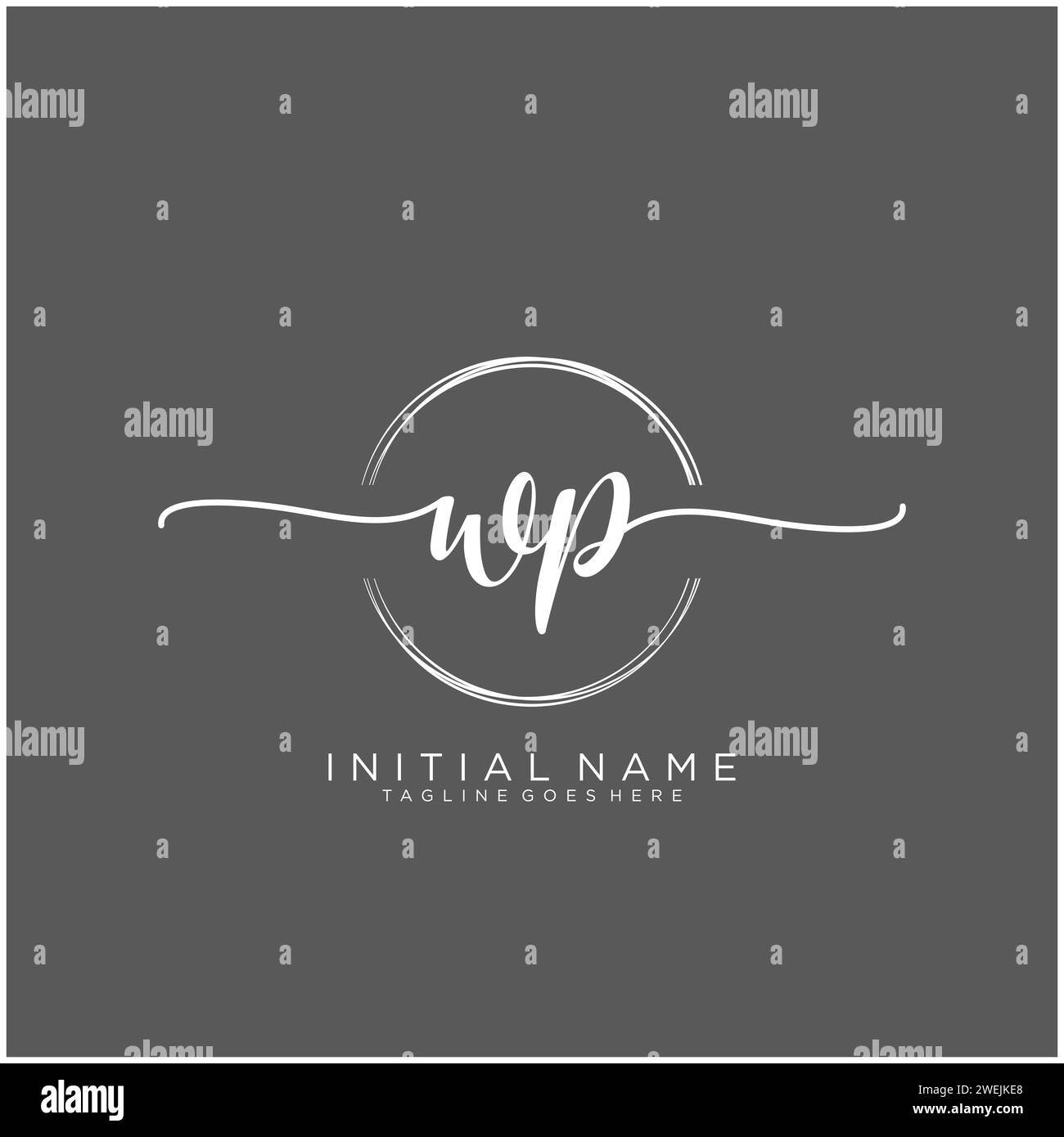 WP Initial handwriting logo with circle Stock Vector