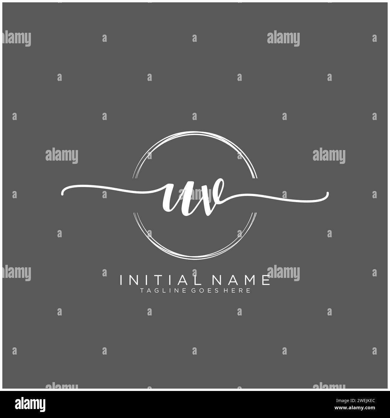 UV Initial handwriting logo with circle Stock Vector