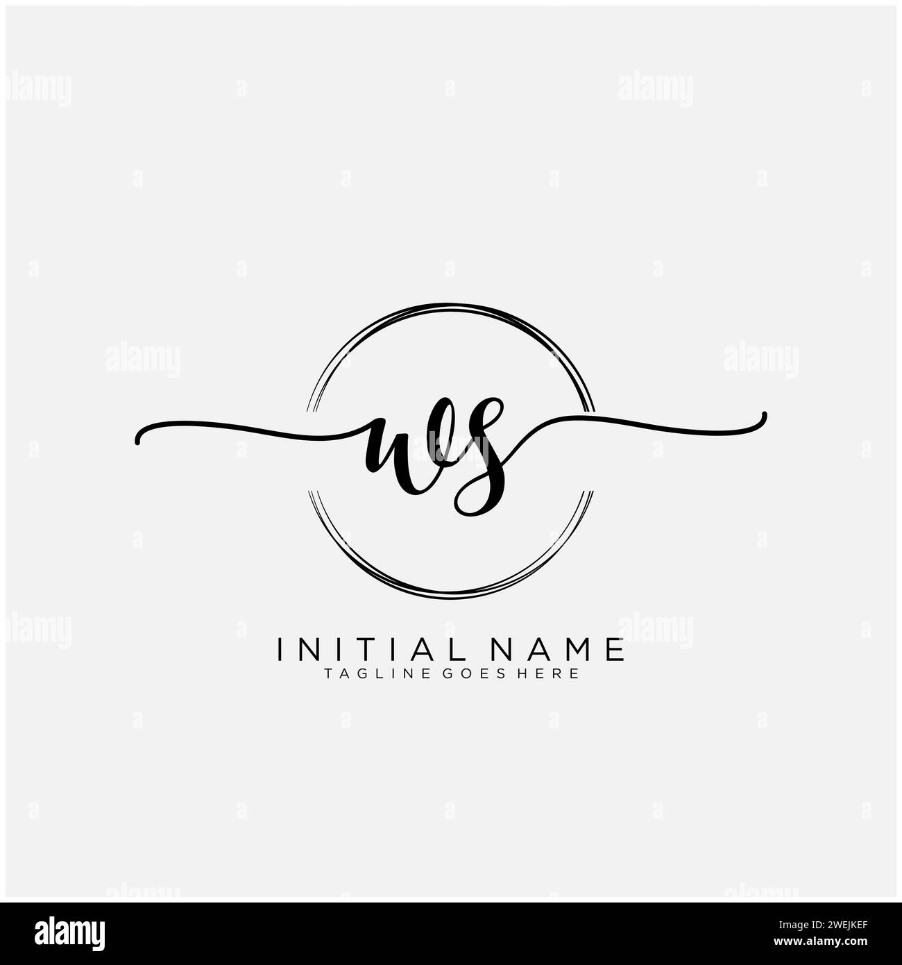 WS Initial handwriting logo with circle Stock Vector