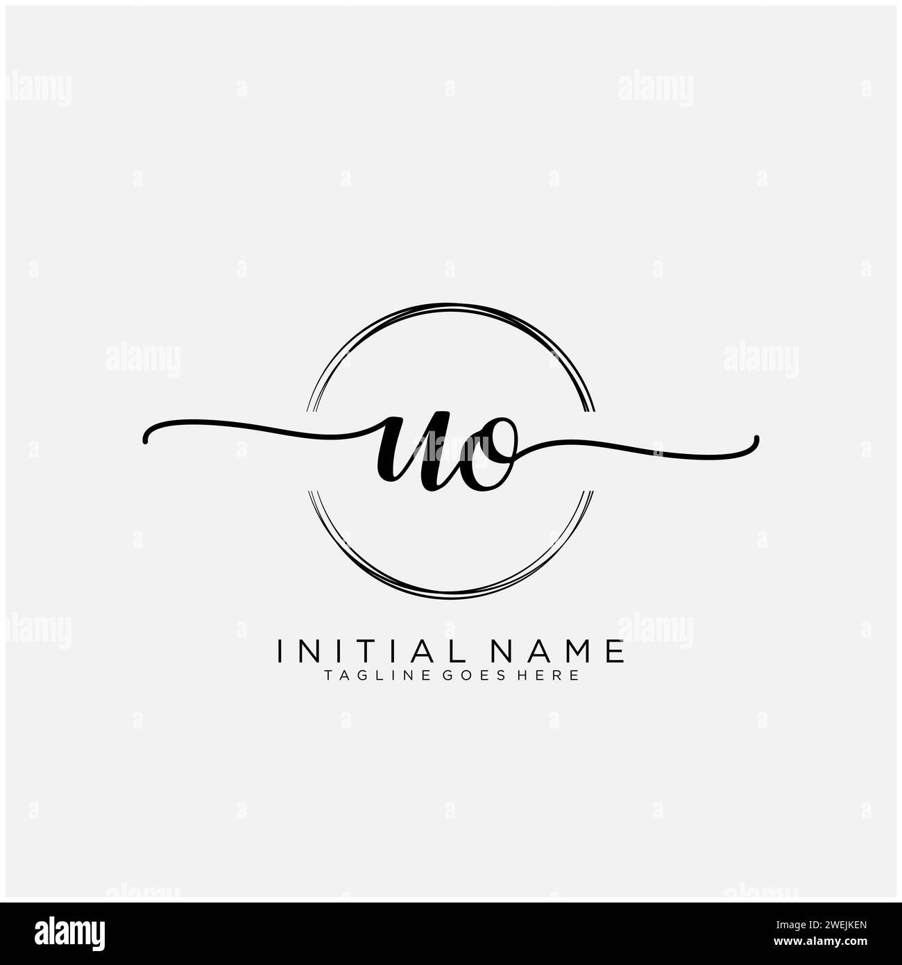 UO Initial handwriting logo with circle Stock Vector