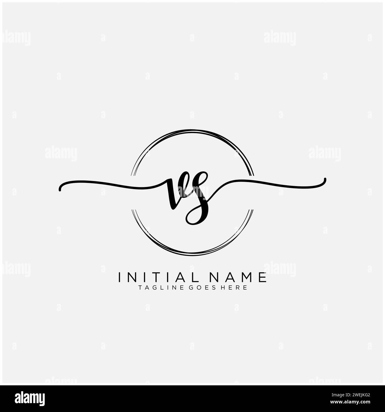 VS Initial handwriting logo with circle Stock Vector