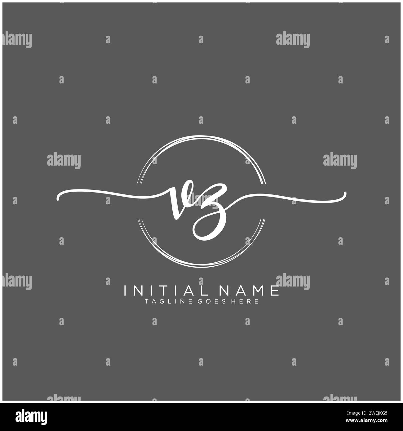 VZ Initial handwriting logo with circle Stock Vector