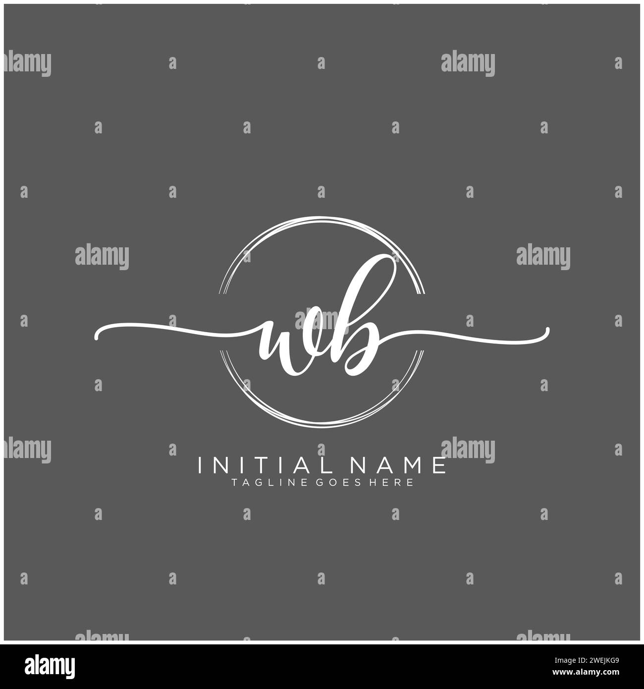 WB Initial handwriting logo with circle Stock Vector
