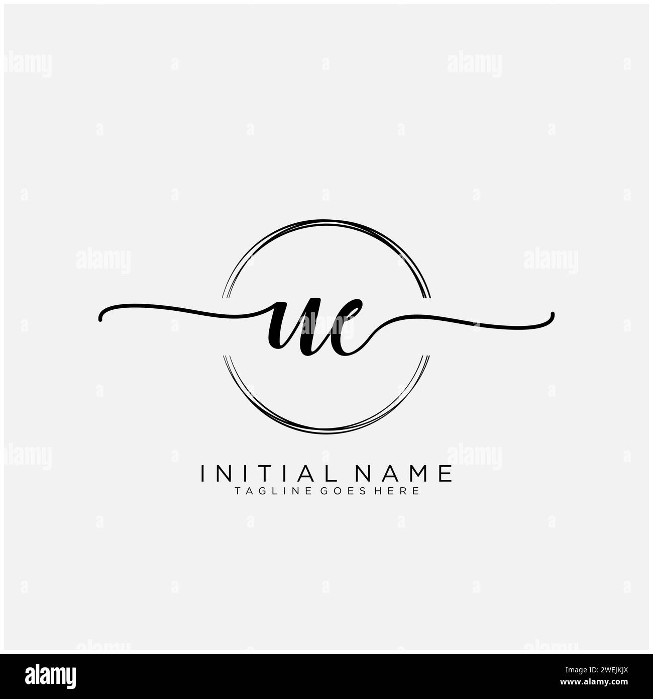 UE Initial handwriting logo with circle Stock Vector