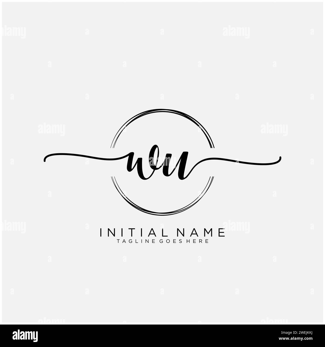 WU Initial handwriting logo with circle Stock Vector