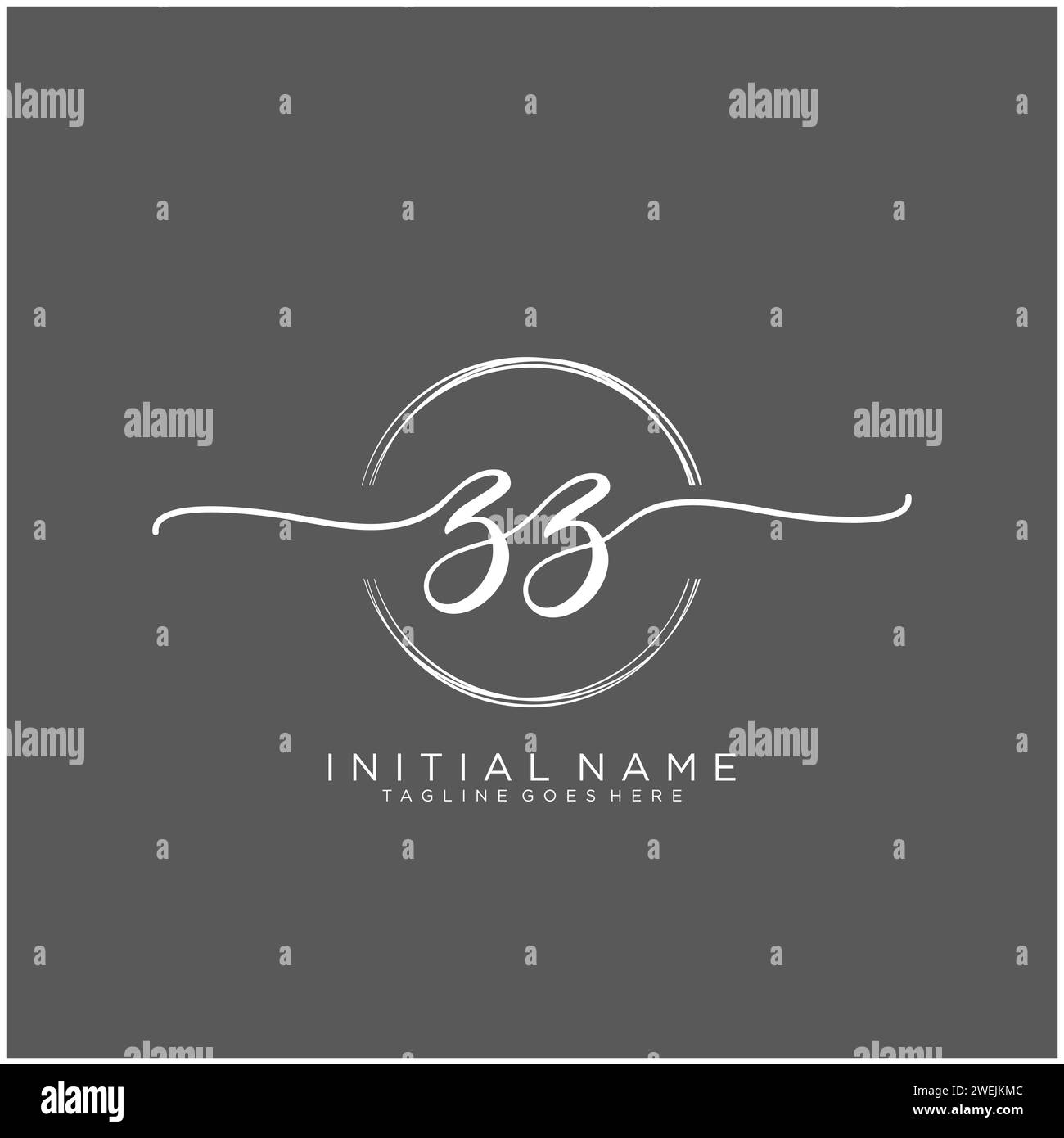 ZZ Initial handwriting logo with circle Stock Vector