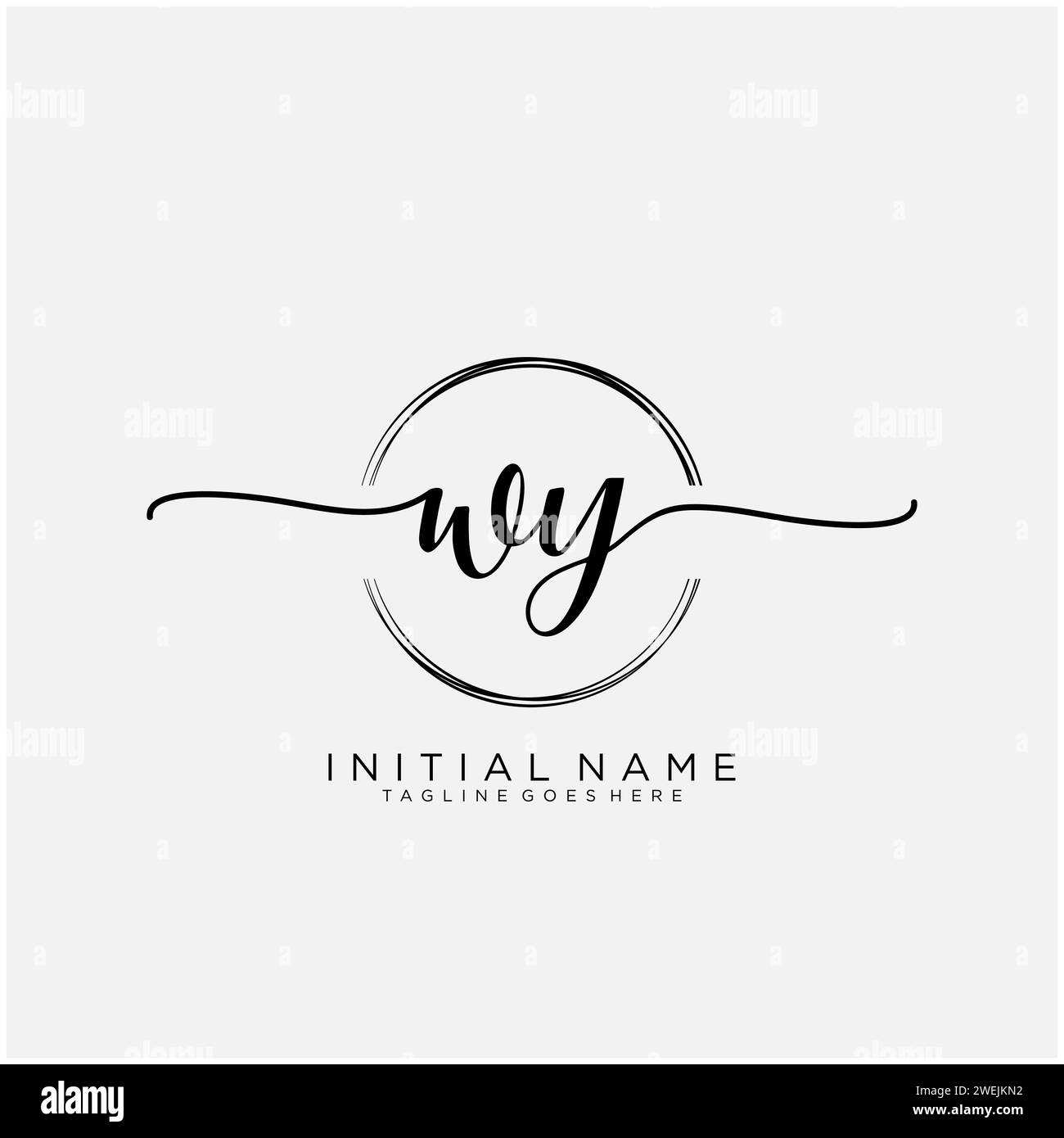 WY Initial handwriting logo with circle Stock Vector