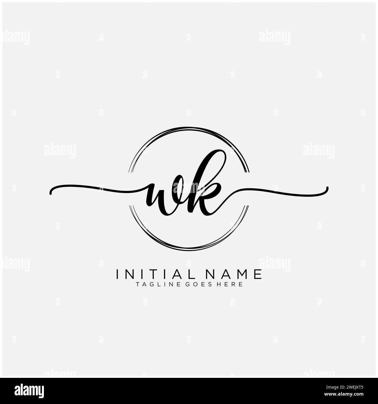 WK Initial handwriting logo with circle Stock Vector