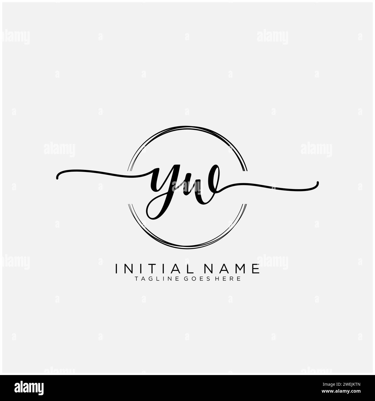 YW Initial handwriting logo with circle Stock Vector