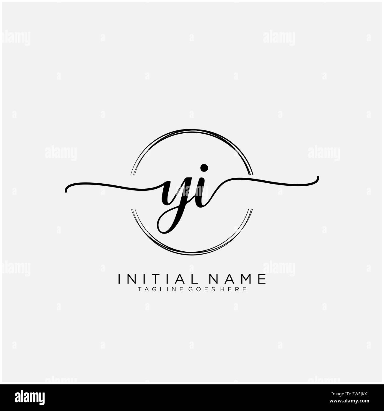 YI Initial handwriting logo with circle Stock Vector