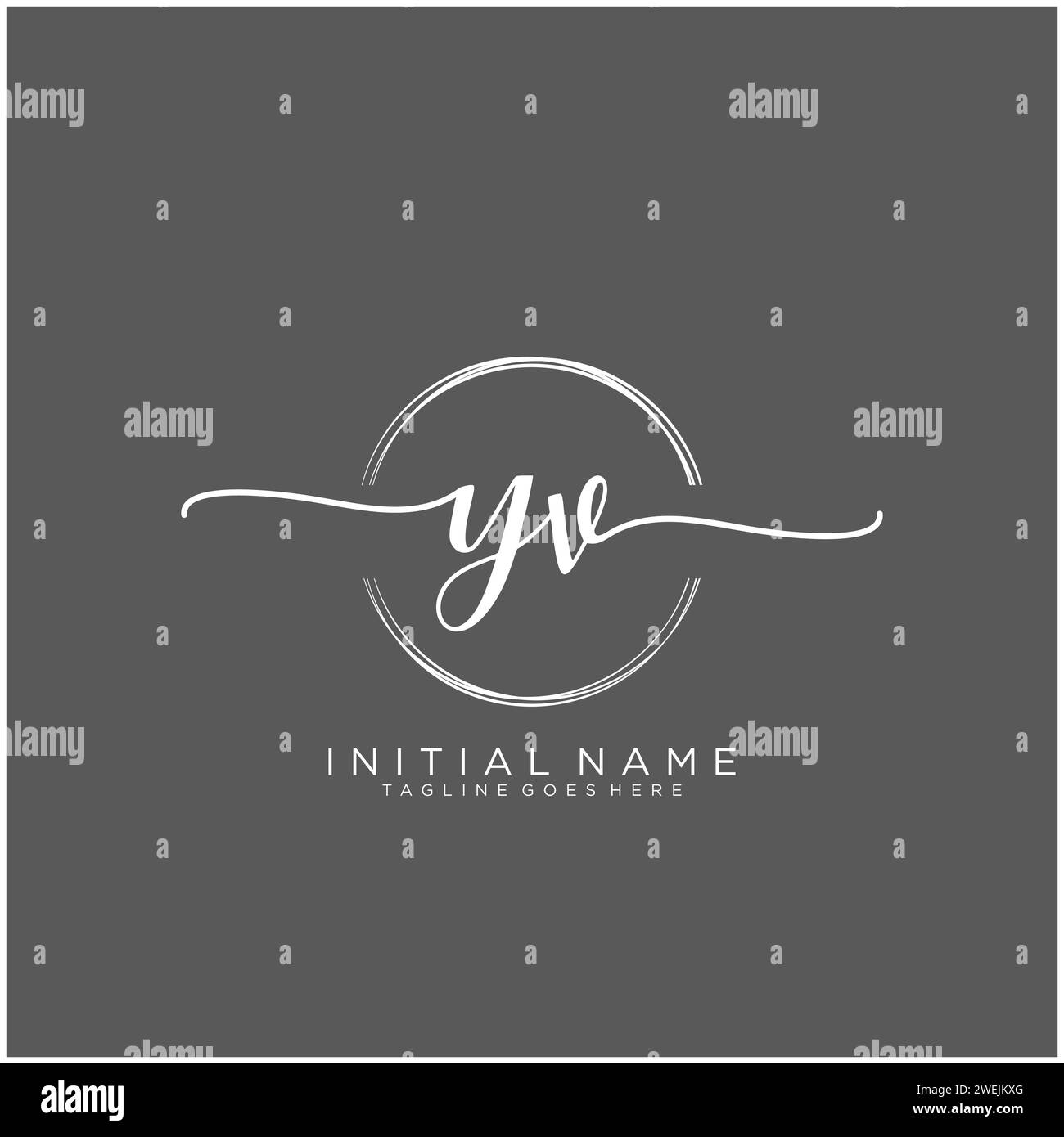 YV Initial handwriting logo with circle Stock Vector
