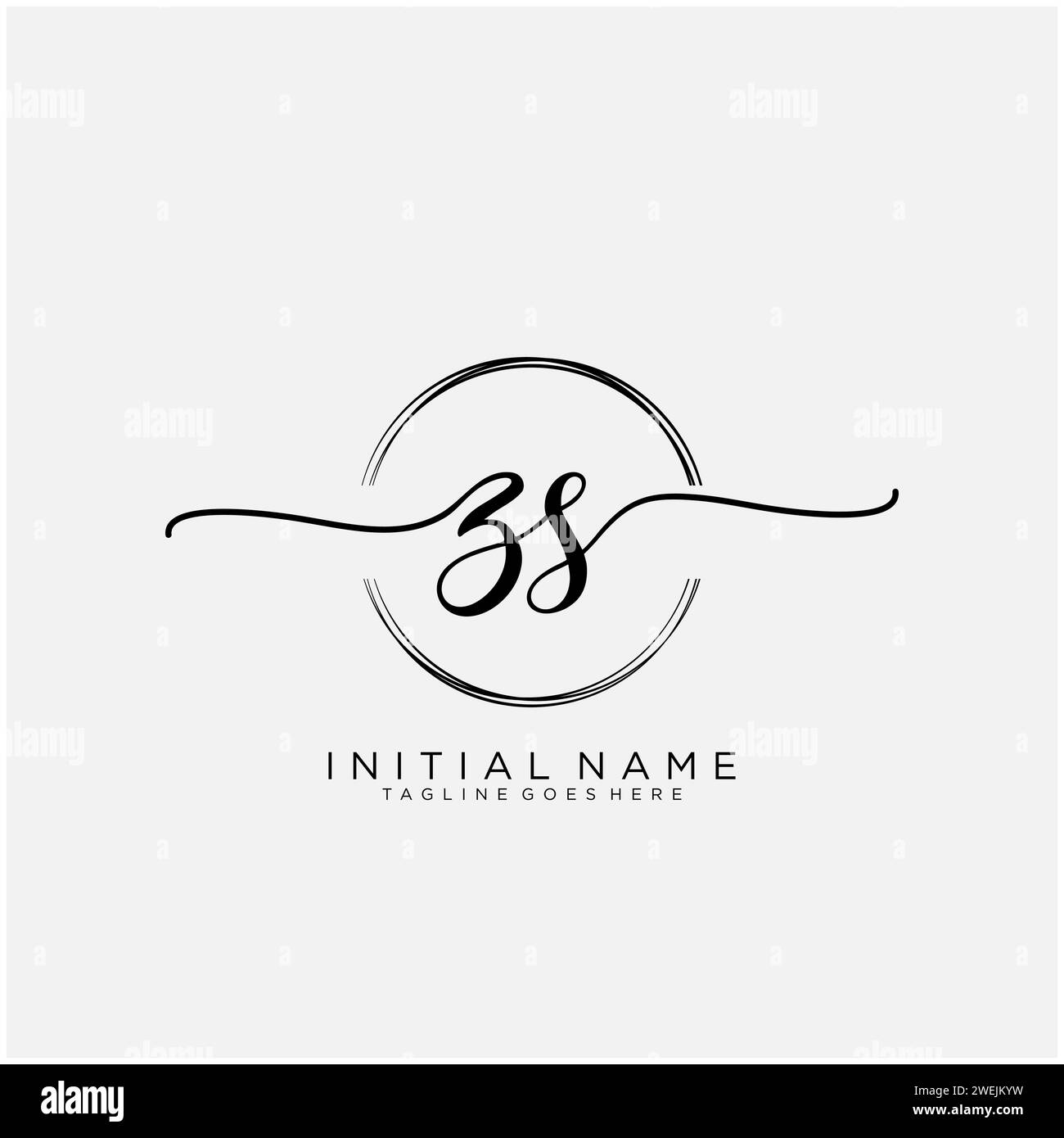 ZS Initial handwriting logo with circle Stock Vector