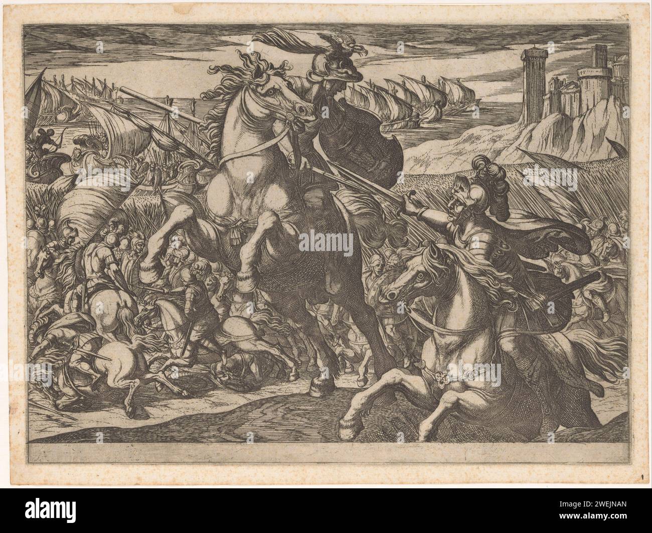 Cavalry fight with two fighters in the foreground, Antonio Tempesta