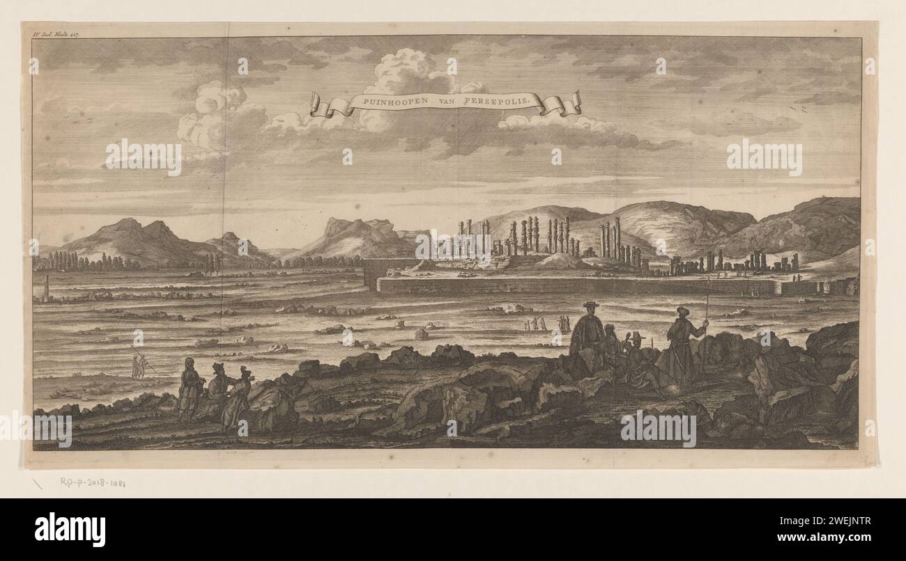 View of the ruins of Persepolis, Anonymous, 1739 print Hand marked at ...