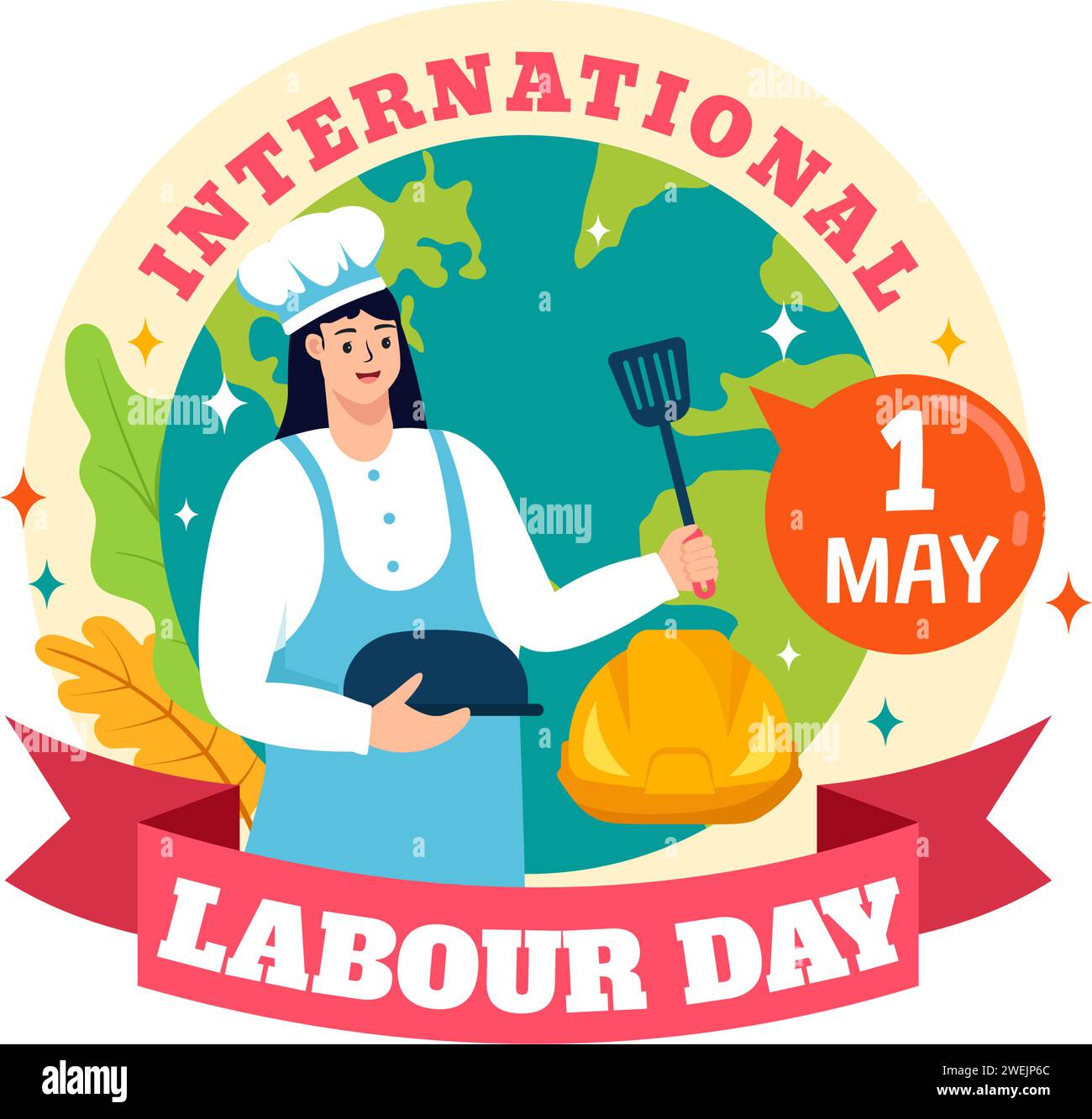 International Labor Day Vector Illustration on 1 May with Different Professions and Thank You to