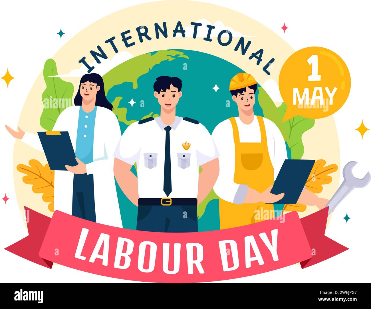 International Labor Day Vector Illustration on 1 May with Different ...