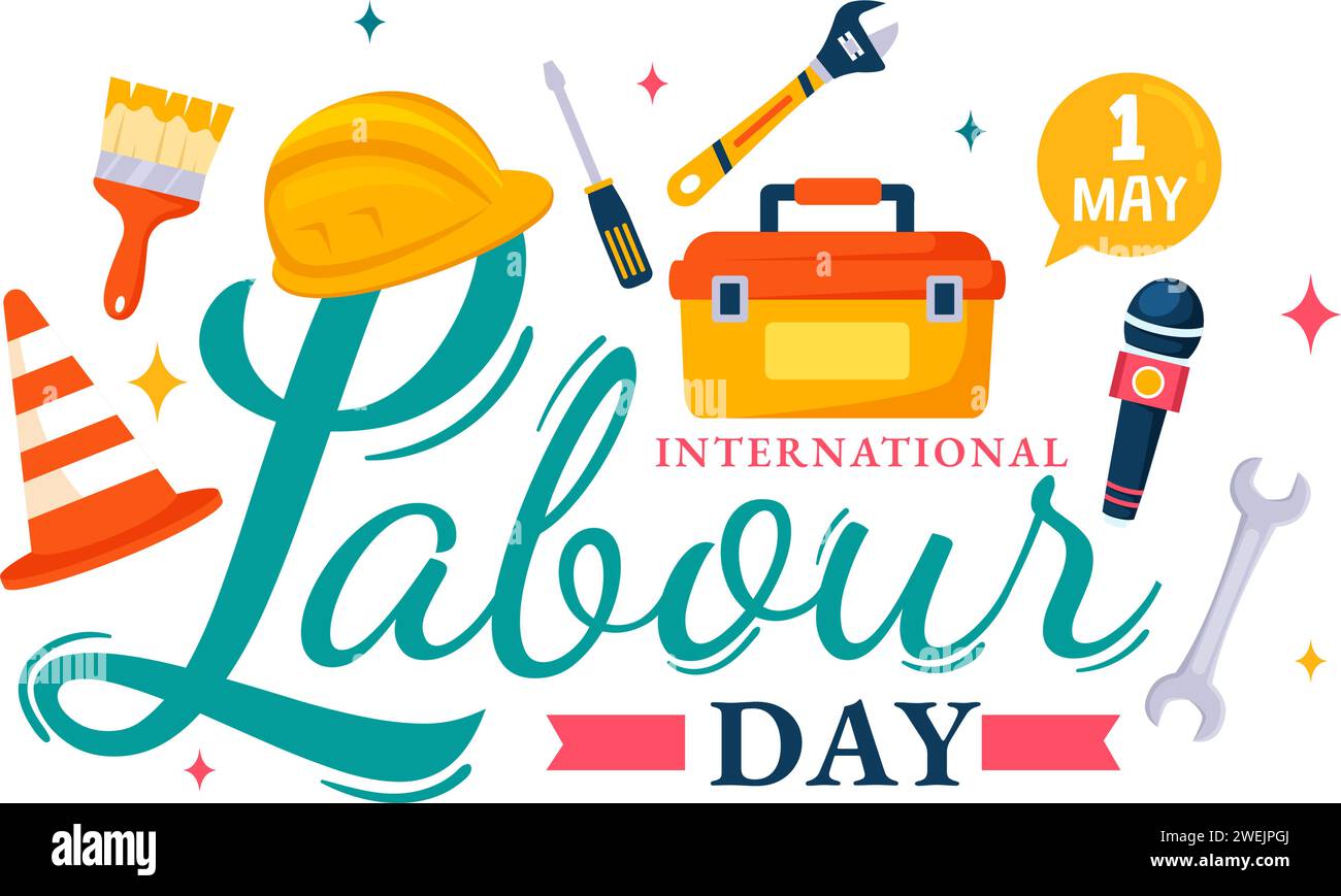 International Labor Day Vector Illustration on 1 May with Different Professions and Thank You to