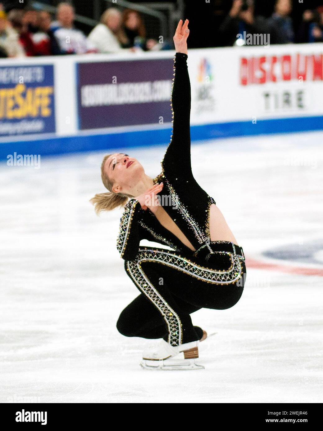 Columbus, Ohio, United States. 25th January, 2024. Amber Glenn skates in the Championship Women
