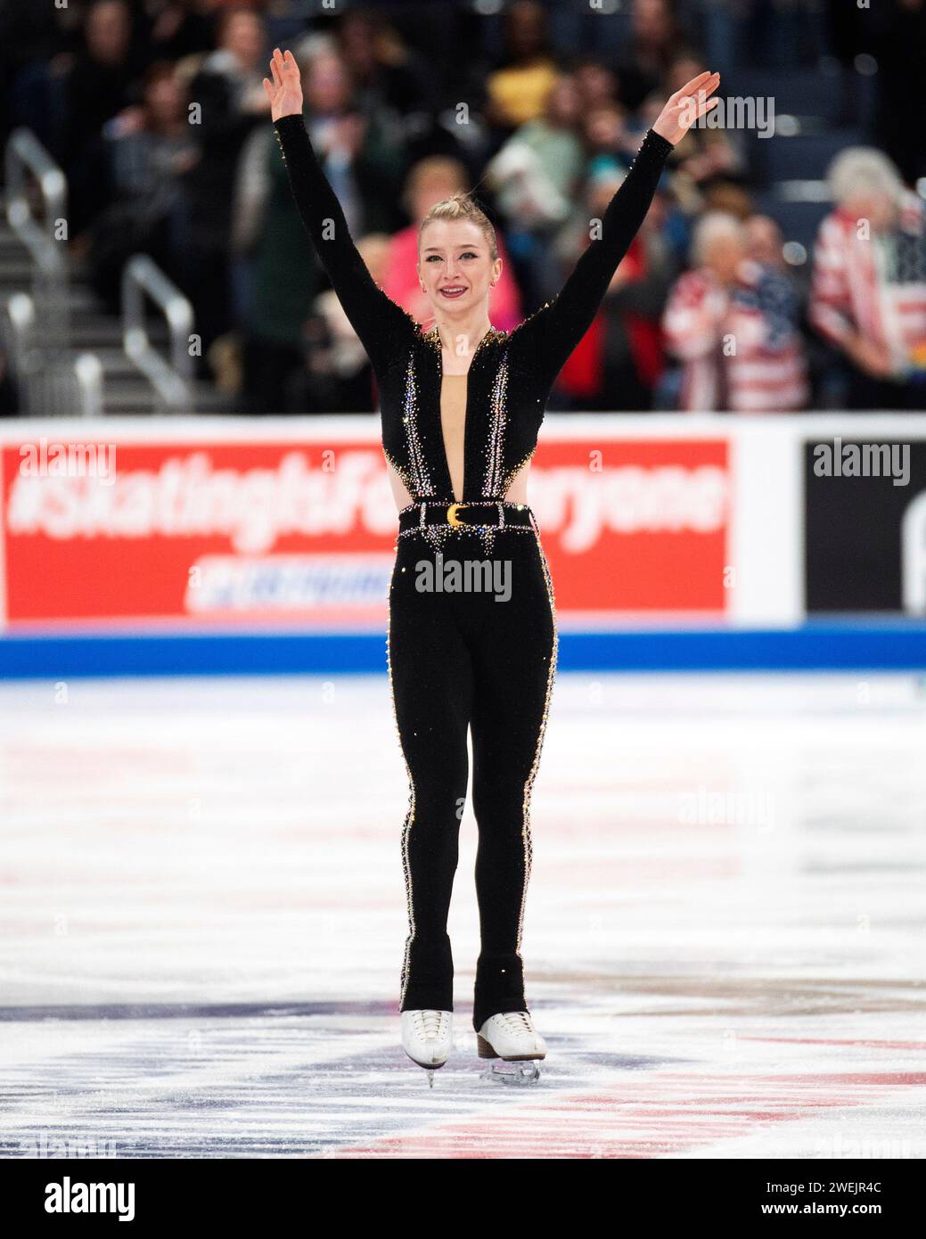 Columbus, Ohio, United States. 25th January, 2024. Amber Glenn skates in the Championship Women