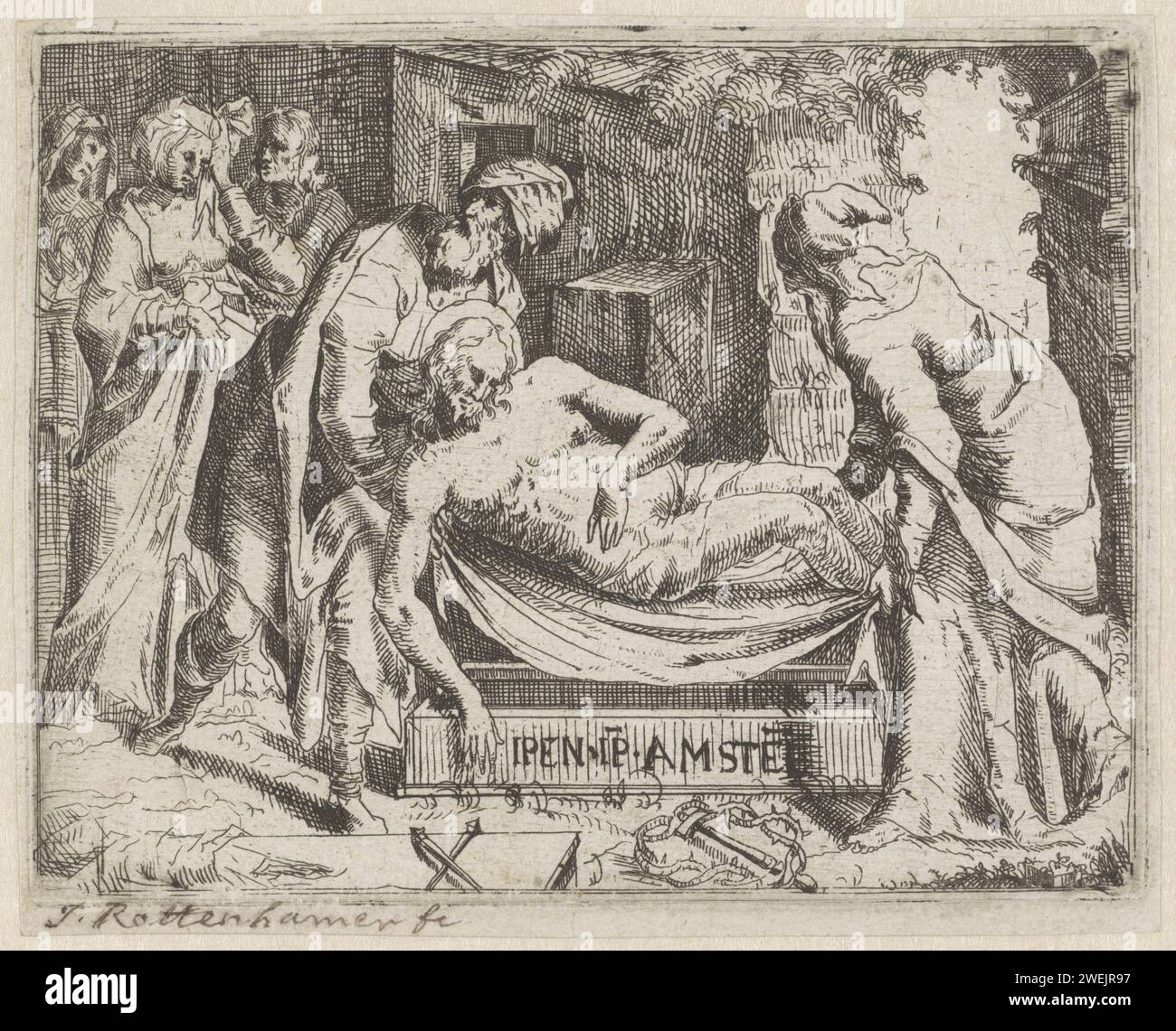 Grave of Christ, Anonymous, 1580 - 1620 print Christ is placed in the ...