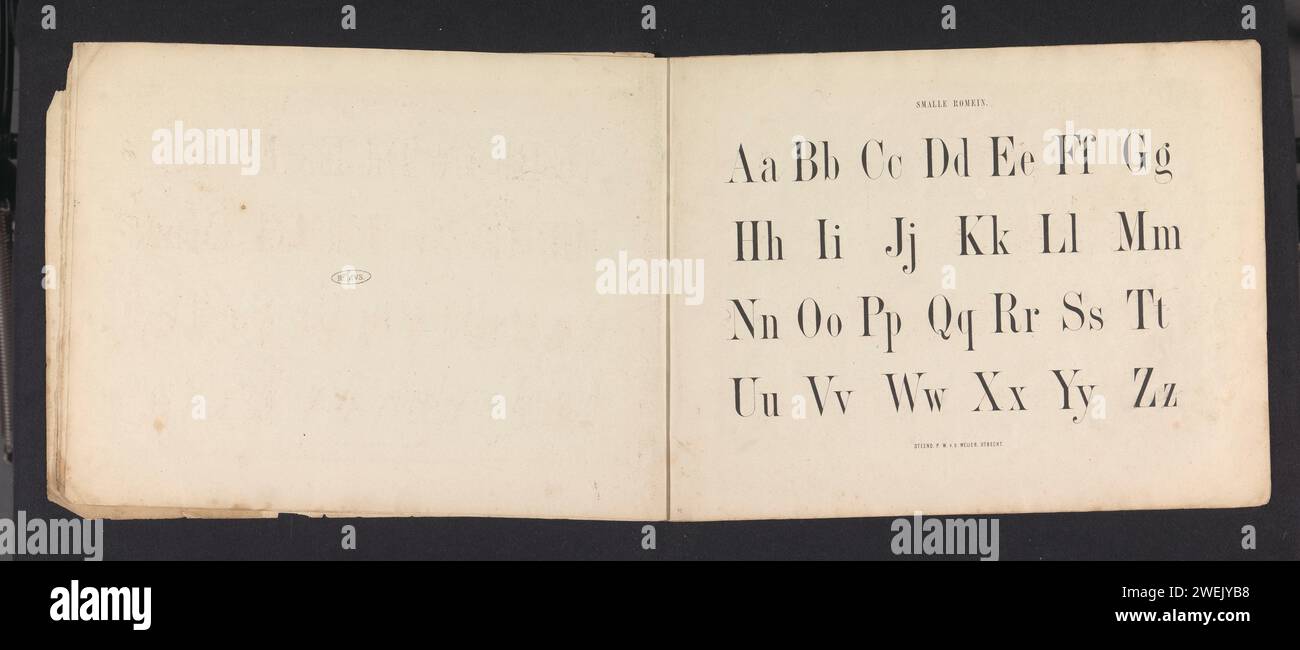 Alphabet in Roman, Pieter Wilhelmus van de Weijer, 1855 print The print ...