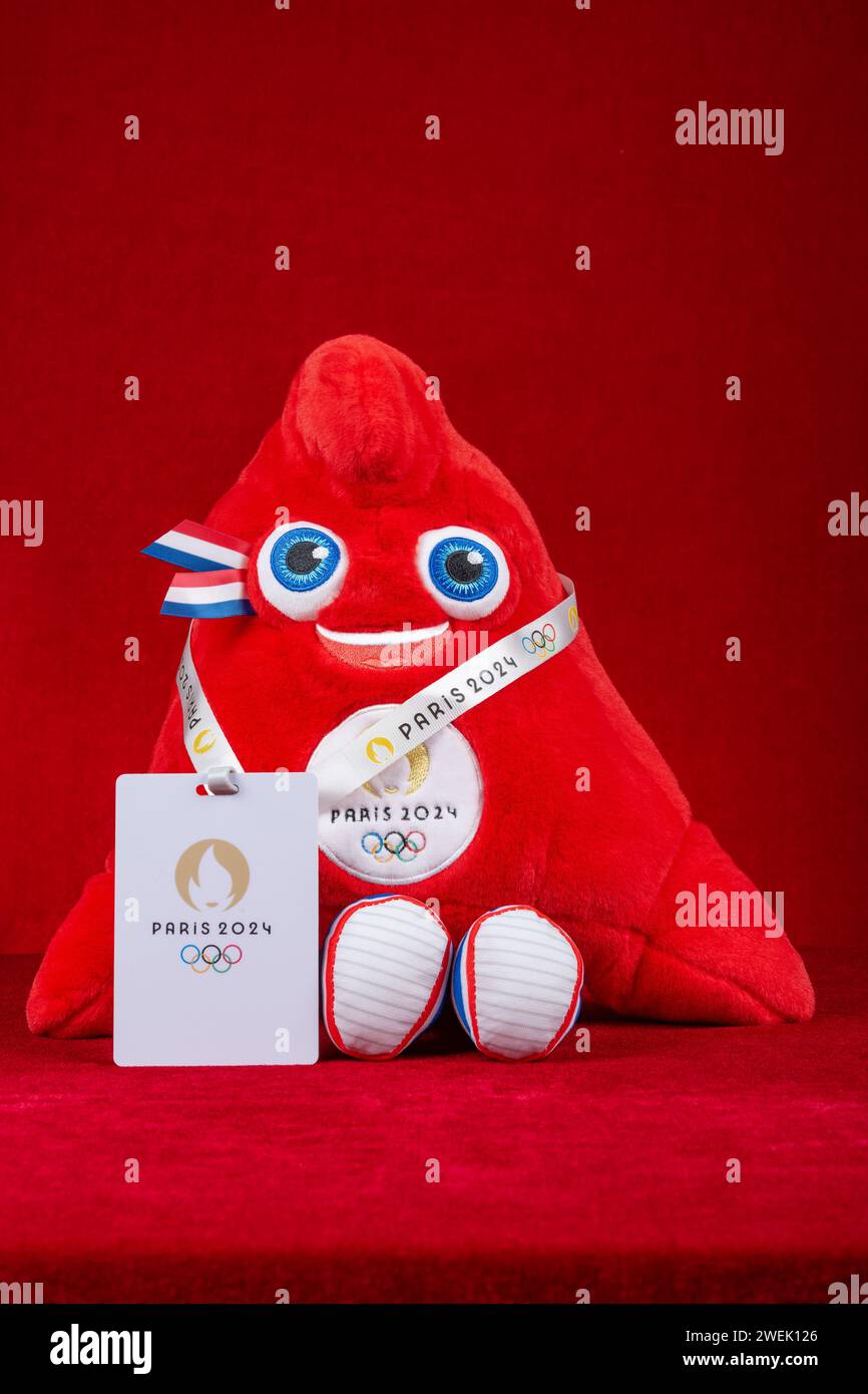 ZHONGSHAN ChinaJanuary 19,2024Paris Olympic Games 2024 mascot the