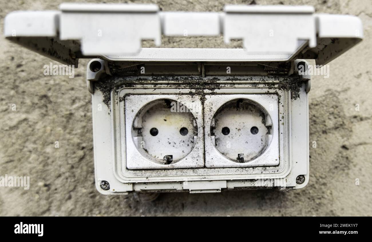 Socket Include Old Model Detail of an old electrical socket outdoors Stock Photo - Alamy