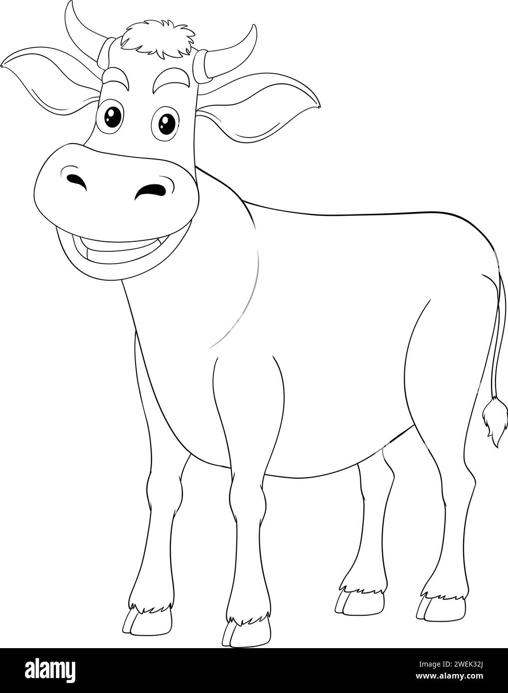 Black and white drawing of a happy cow Stock Vector Image & Art - Alamy