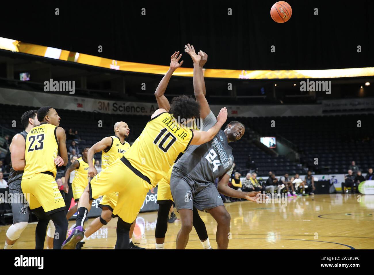 London Ontario Canada, Jan 21 2024. The London Lightning defeat the Rhode Island Kraken on their first visit to Canada. Abdulbasit Ajia(24) of the Rho Stock Photo