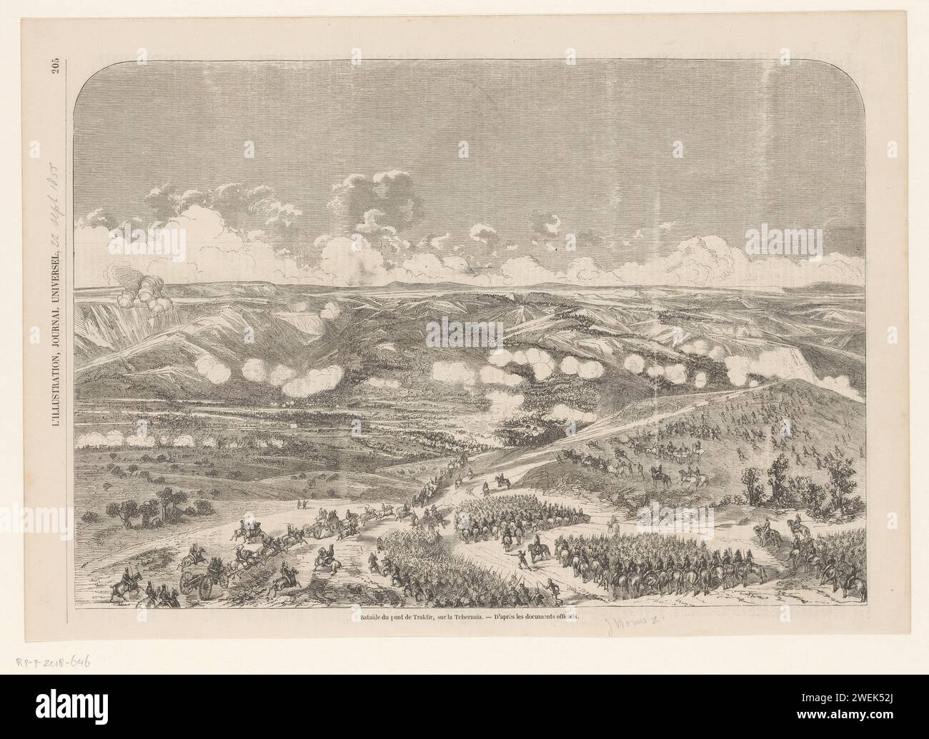 Battle of the Chernaya, 1855, Jules Worms, 1855 print Battle of the