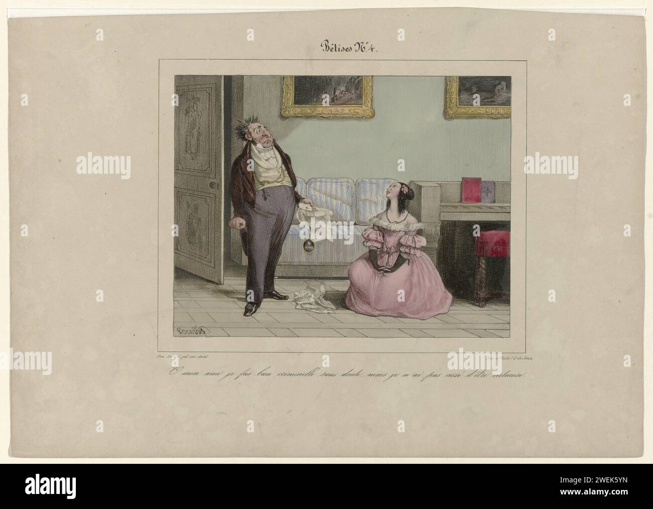 Stupid, No. 4, CA. 1830 o My am (...), c. 1830 print Woman kneeling