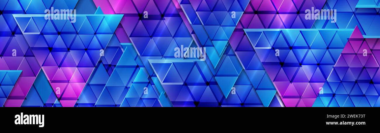 Blue purple glossy triangles abstract technology background. Geometric ...